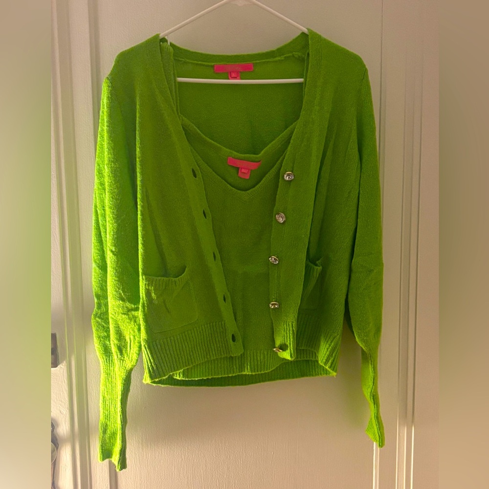 Lily Pulitzer Green Chartreuse Sweater Set Size Large